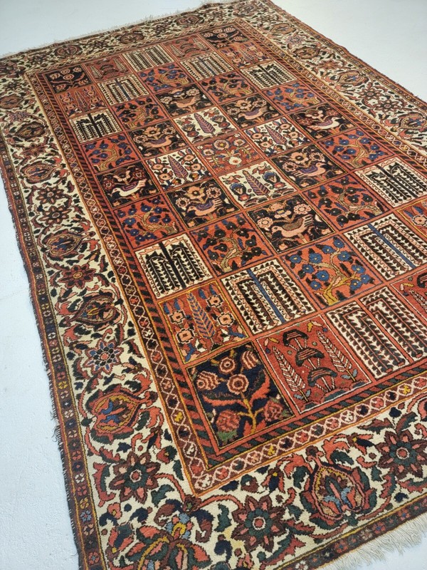 Antique Oriental Hand-Knotted Wool Area Rug Rust/Ivory/Blue/Green 6'10" x 10'4" gallery