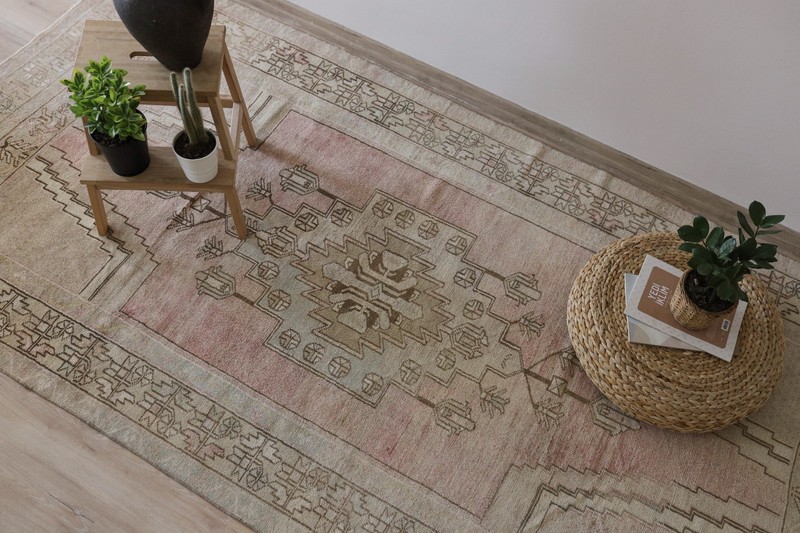 Vintage Oushak Rug Hand Knotted Wool Turkish Area Carpet 5x10 Ft Large Anatolian gallery
