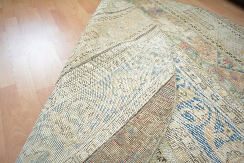 Beige Turkish Vintage Round Rug, 4.9x4.9ft, Antique Multicolor Handmade Rug, gallery