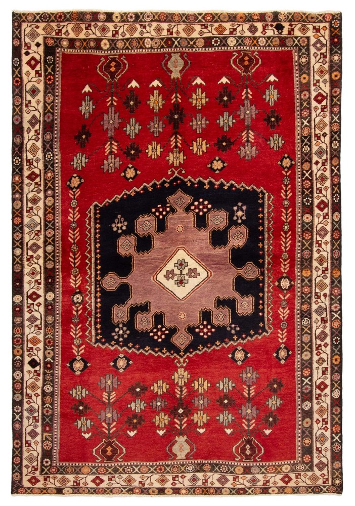 Vintage 4'11" x 7'5" Traditional Hand Knotted Vegetable Dye Wool Area Rug