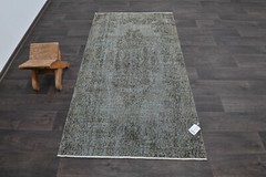 Oushak Turkish Vintage Rug 3×6 Kilim Rug Anatolian Handmade Boho Decor GRAY