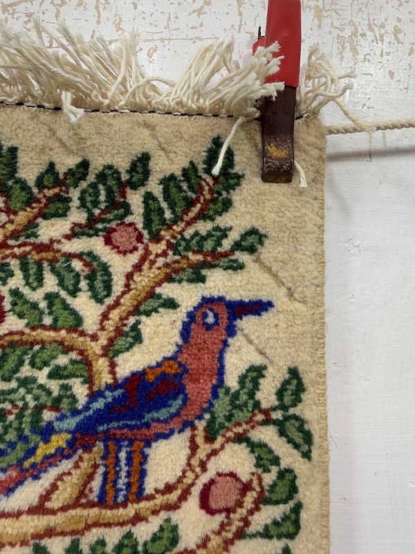 Vintage Beautiful Hand Knotted Oriental Kerrmann Wool Small Rug 52x34 Cm gallery