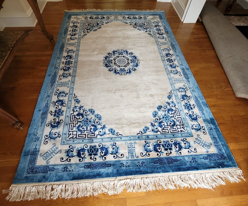Silk Chinese Rug 6'x 9' Hand Knotted. Sealed & Stored for 45 Years. Made in 1981 gallery