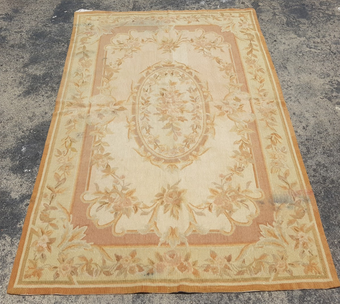 Vintage French Floral Needlepoint Handmade Multicolor Rug Wool Carpet 174x113 cm gallery