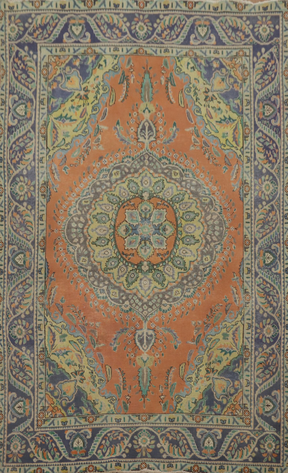 Over-Dyed Orange Wool Traditional Vintage Rug Hand-made Room Size Carpet 6x9 gallery