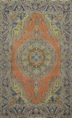 Over-Dyed Orange Wool Traditional Vintage Rug Hand-made Room Size Carpet 6×9
