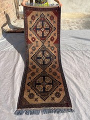 Muted Terracotta Antique Runner Rug 2×5 Hand Knotted Afghan Turkmen Small Carpet
