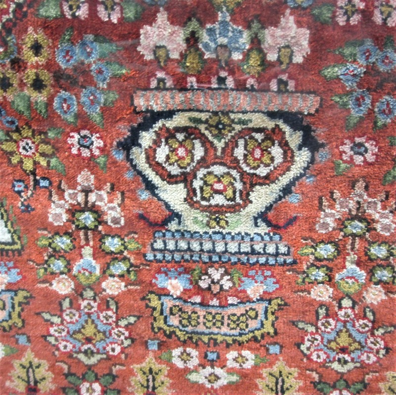 Superb Antique Custom Framed 19th C. Persian Silk Rug, circa 1890s 15" x 13" gallery