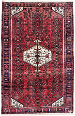 Vintage Hand Knotted Hamedan Wool Area Rug 5×10 Red Tribal Geometric Oriental