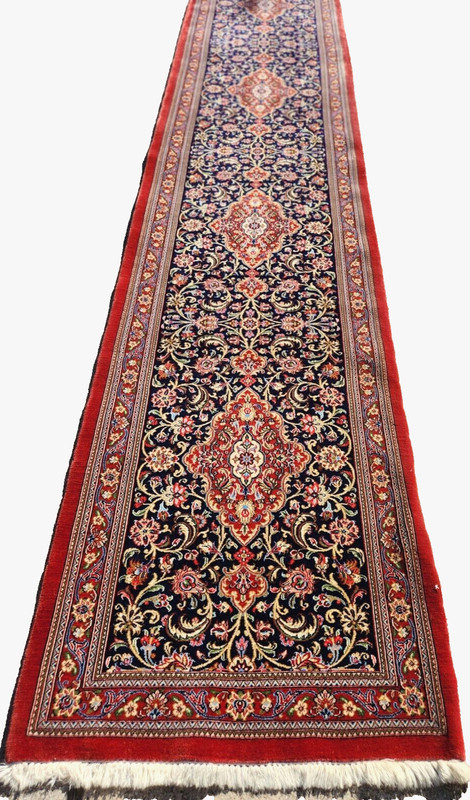 2'8"X13'4" NEW FINE HAND-KNOTTED PERSAN TABRIZI QOUM VINTAGE WOOL RED RUG RUNNER gallery