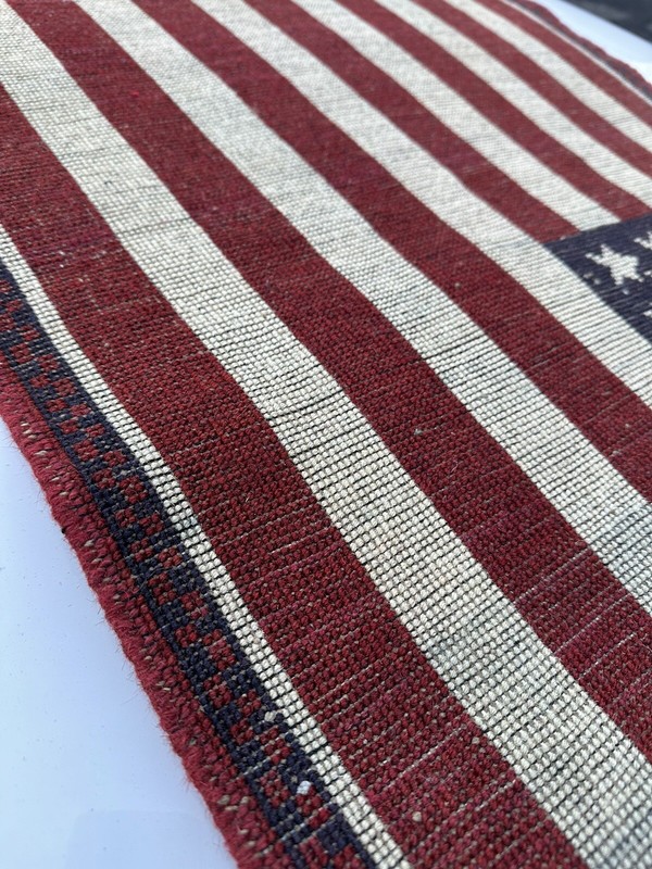 Vintage Hand Made American Flag Rug gallery