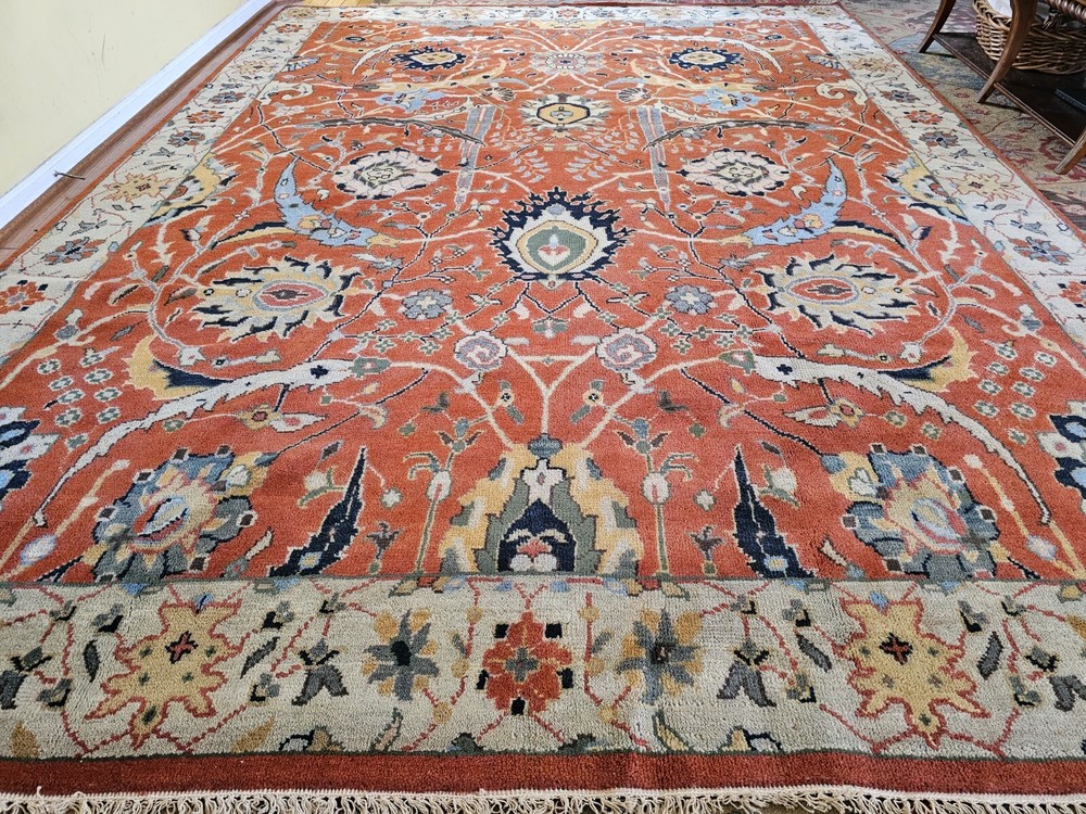 9 x 12 VINTAGE DESIGN INDO USHAK HERIZ SERAPI KAZAK TURKISH CAUCASIAN ANTIQUE