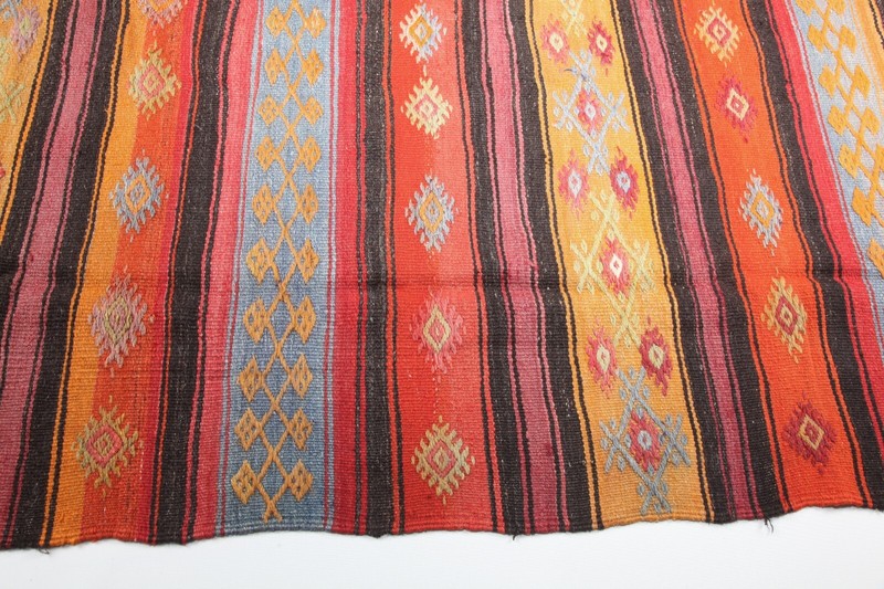 One of a Kind Beautiful Multi Color Tones with Striped Design vintage Area Kilim gallery