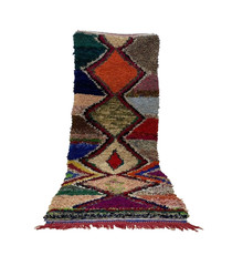 3’x8’5 ft Boucherouite Moroccan Vintage Berber Rug Shaggy Geometrie Home Carpet