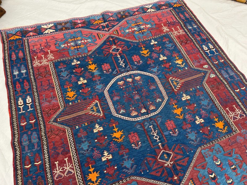 COLLECTORS' ITEM Antique Natural Vegetable Dye Star Kazak Caucasian Daghistan Ru gallery