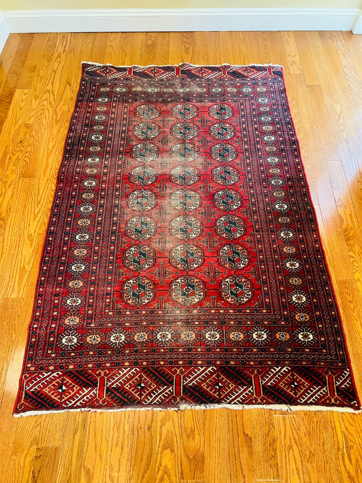 7 x 4 ft Antique Turkmen Ensi Hand Knotted Wool Rug gallery