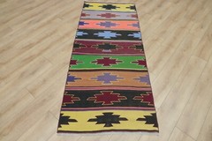 Traditional Kilim Livingroom Rug Cappadocia Vintage Handmade Ethnic Carpet 3x7ft