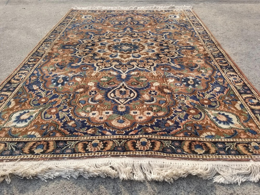 Distressed Authentic Hand Knotted Vintage Afghan Turkmen Wool Area Rug 5.2x3.7ft