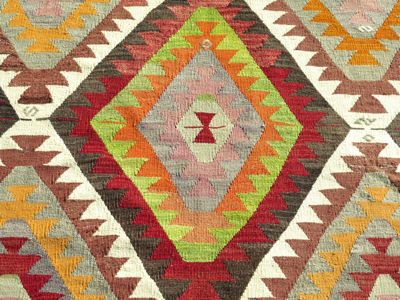 Turkish Kilim Wool Rug, Area Rugs, Handmade Floor Carpet, Large Teppich 68"x111" gallery