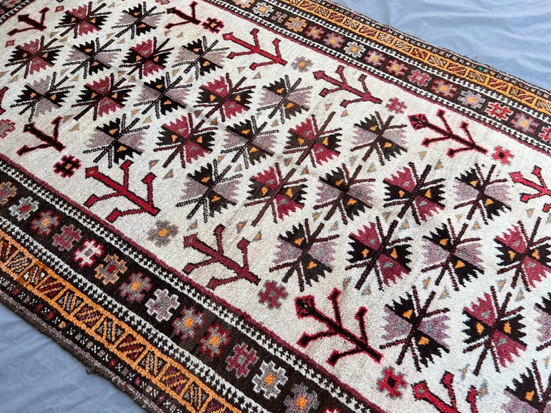 Antique Afghan Rug 5x9'2 ft – 1920s Handmade Wool Tribal Tree Rare Collector Rug gallery