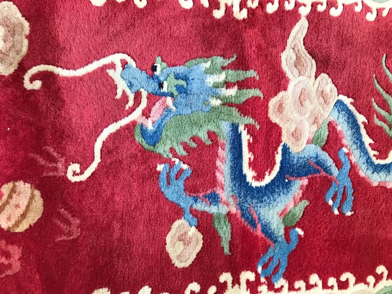 Antique Chinese Oriental Rug 24 X 39” Lovely Small Size gallery