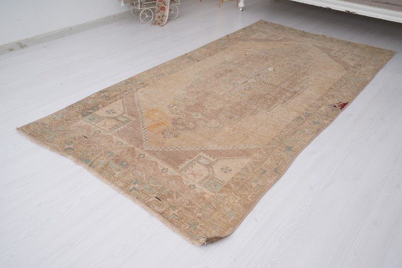 4x8 ft Rug Handmade Faded Turkish Carpet Vintage Area Rug Oushak Rug Antique 219 gallery