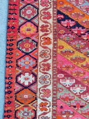 Colorful Antique rug 3×13, Turkish runner 3×13 vintage, Heriz rug, Herki rug