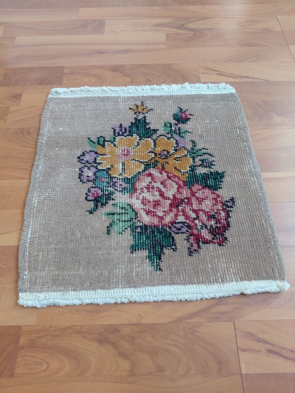 Vintage Floral Rug Handmade Decor Rug Organic Wool Rug Beige Rug Free Ship Rug gallery