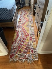 Ancient Anatolian Runner Hand Woven Wool Rug 2.5x10xfoot 250 Years Old