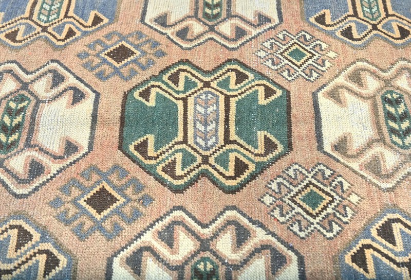 Semi-Antique Distressed Oriental Rug 4'7X9'5 ft Muted Geometric Design Carpet gallery