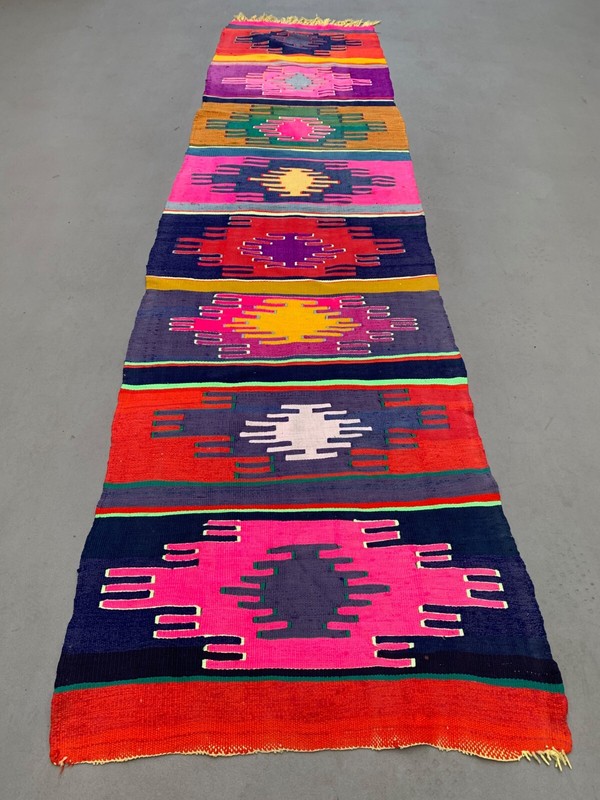 Old Turkish narrow Kilim Runner 318x82 cm shabby chic, vintage kelim 2495 gallery
