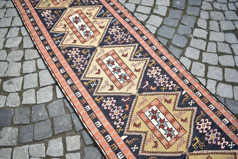 Sumak Runner Kilim 30'' x 108'' Caucasian Terrific Animal Design Hallway Kilim gallery