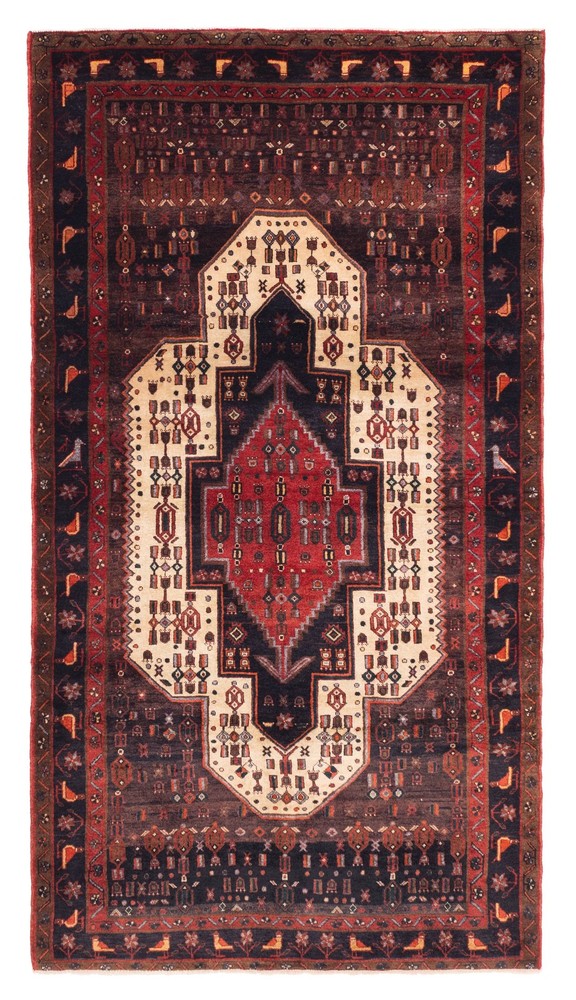 Vintage Hand-Knotted Area Rug 4'11" x 9'2" Traditional Wool Carpet