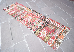 Vintage Turkish Rug 29” x 105” Anatolian Fragment Rug Organic Wool Wall Rug