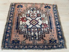 1.7 x 2 ft,Square rug, Turkish rug, Vintage mini rug, Small Pink rug,Doormat rug