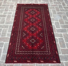 Authentic Afghan Red Bokhara Rug 3.4×6.4 Ft Handmade Wool Tribal Area Carpet