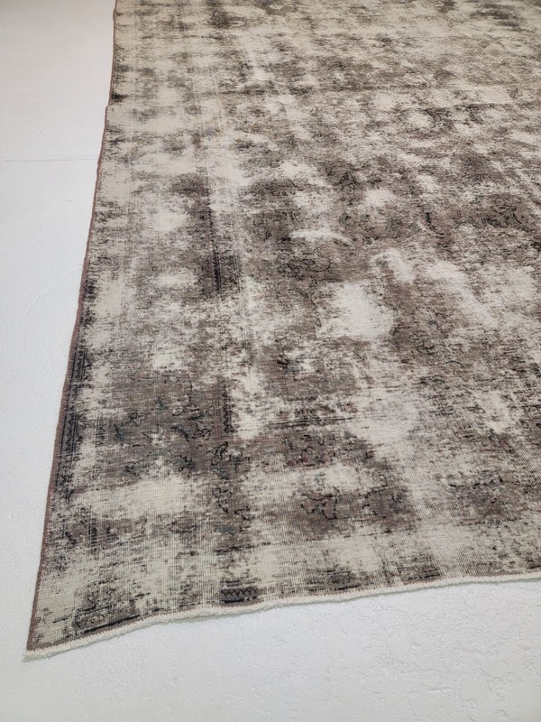 Antique Oriental Hand-Knotted Wool Area Rug Distressed Charcoal 9'6" x 12'10" gallery