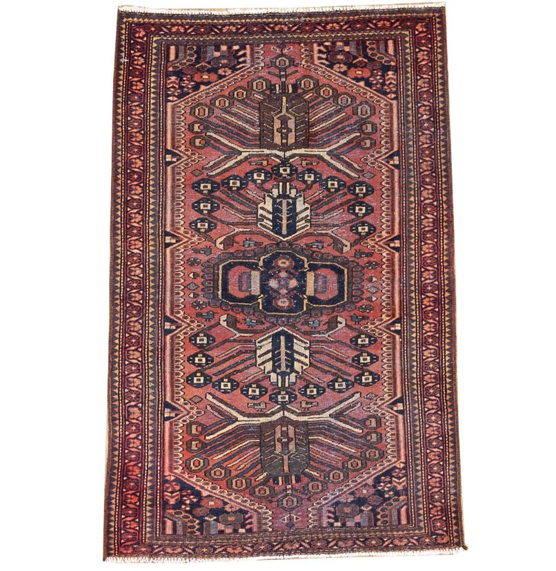 Semi-Antique Distressed Floral Classic Oriental Wool Rug Entryway Carpet 4x7 Ft