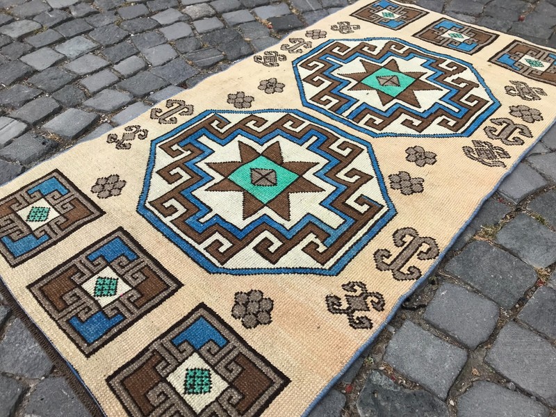 Turkish Antique rug Bohemian Area rug Oushak rug Vintage Rug Handmade Wool rug gallery