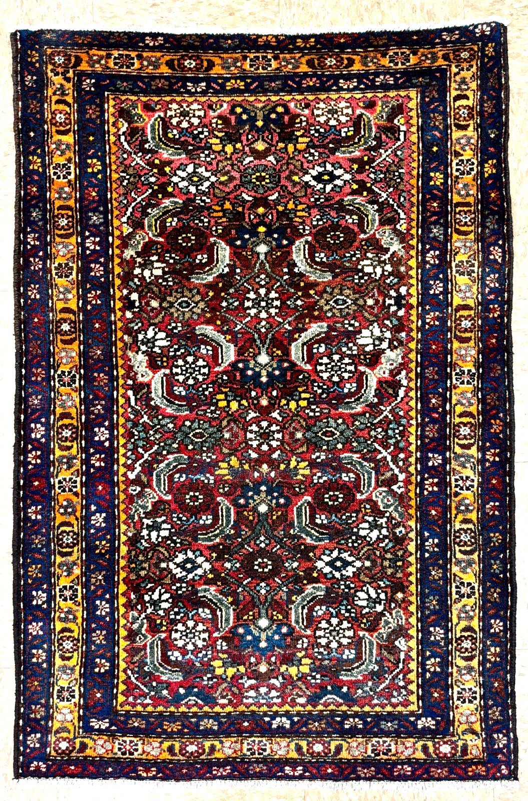 Antique Vintage Malayer Wool Rug 3x4 Red Geometric Tribal Hand Knotted Oriental gallery