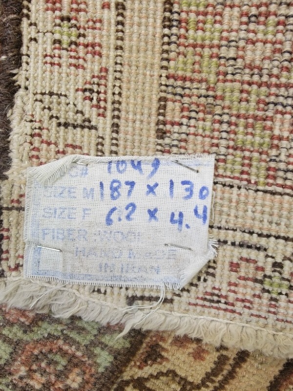 Antique Oriental Hand-Knotted Wool Area Rug Beige/Green 4'x4" x 6'2" gallery
