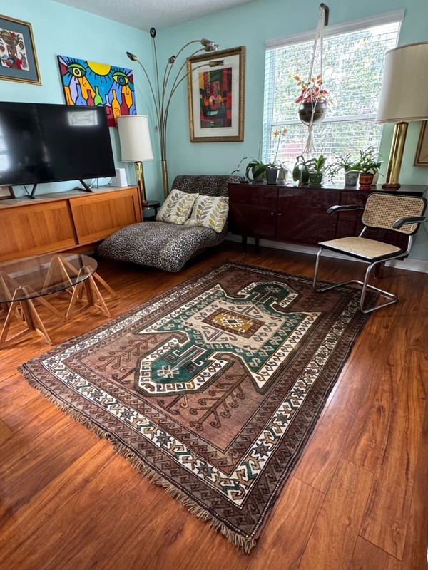 Vintage Anatolia Kazak Wool Rug 5x7 Hand Knotted Geometric Turkish Carpet Brown gallery