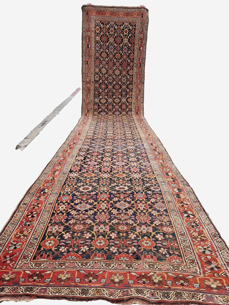 Auth: 19th C Antique Bijar Runner Rare Kurdish Collectors Pc Organic 45"X18'