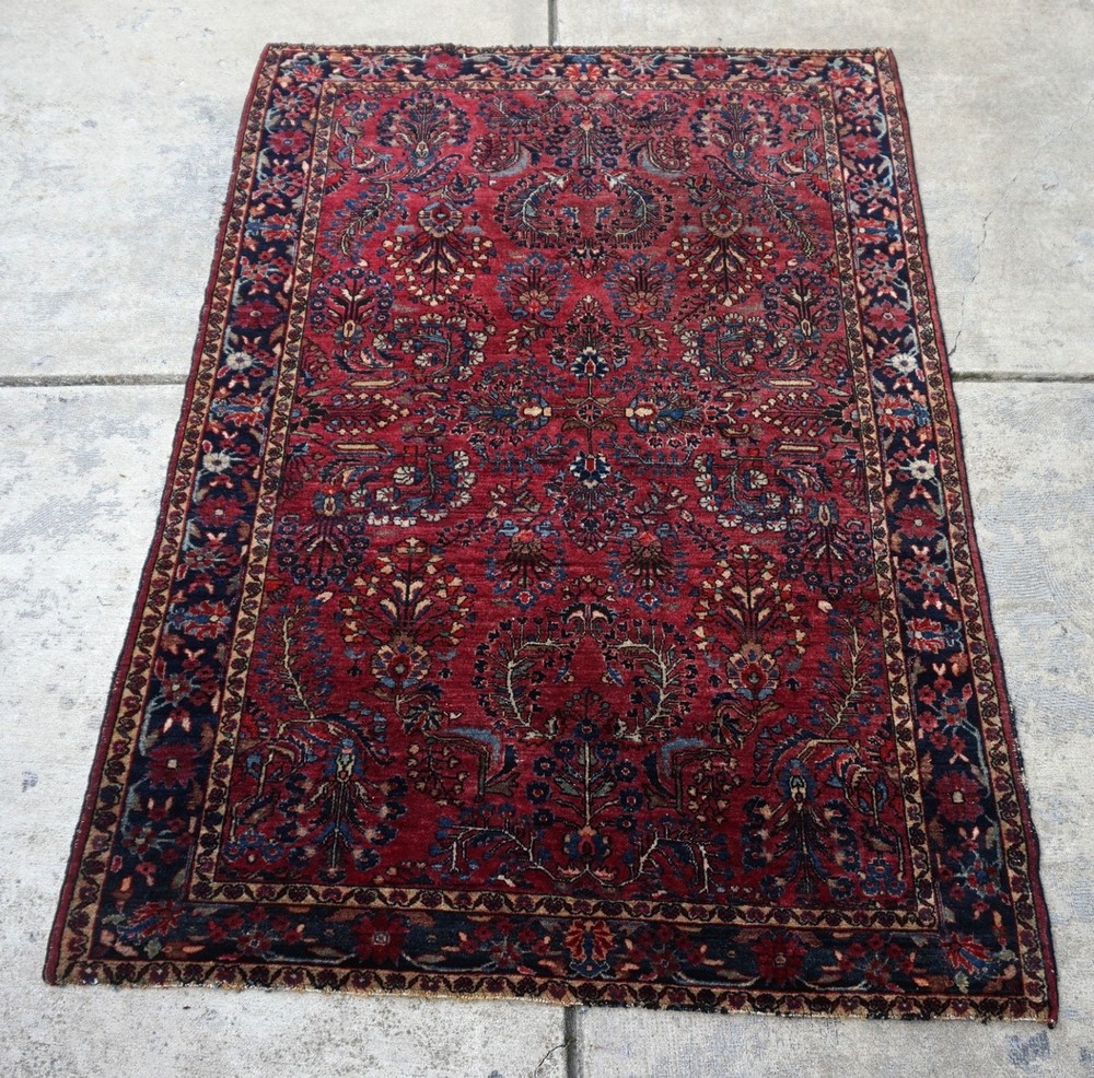 Antique Sarouk Rug 4'2"x6'1"