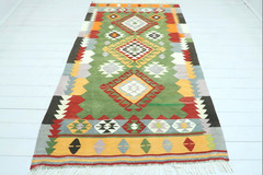 Vintage Turkish Cal Kilim, Wool Area Rugs, Handmade Carpet, Tribal Tapis 56″x96″