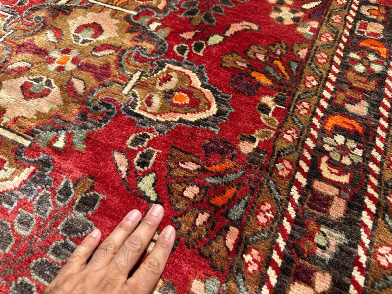 3x5 RED VINTAGE RUG handmade antique real small lilihan sarouk wool fine 4x5 4x6 gallery