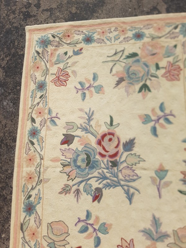 Vintage Hand Woven Traditional Kashmiri Floral Multicolor Kilim Rug 146x91 cm gallery