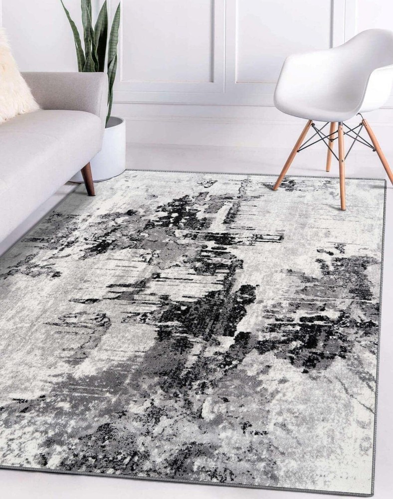 Contemporary Area Rug Gray Abstract Modern Rug Top Quality Carpets Premium Rugs