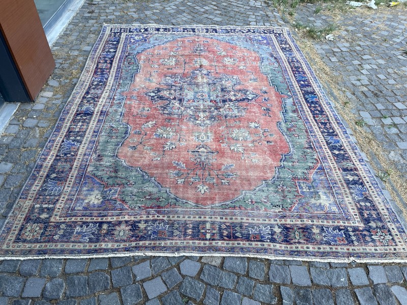 Turkish Vintage Rug, Handmade Wool Rug, Bohemian Large Rug, 8,1 x 11, ft gallery