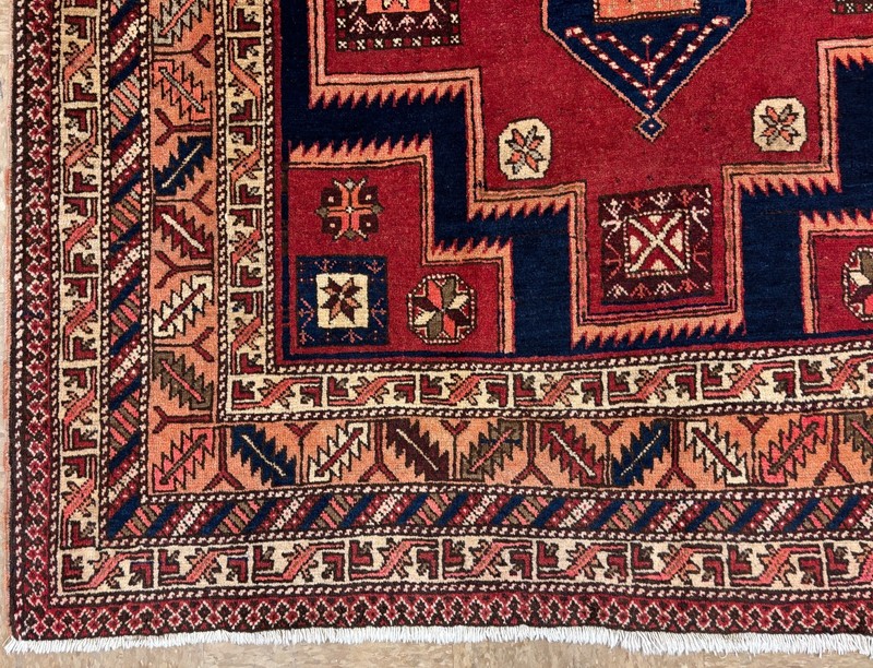 Vintage Ardebil Oriental Rug 5x8 Red Wool Hand Knotted Tribal Geometric Carpet gallery